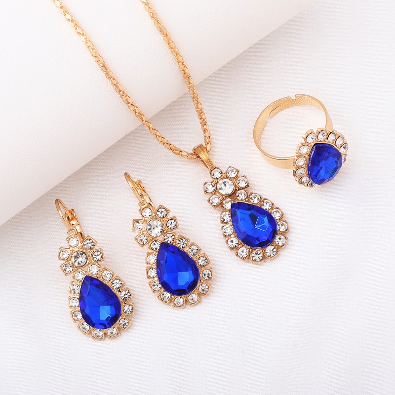 3-Piece Luxury Jewelry Set - Necklace, Earrings & Ring Diamond Bridal Set