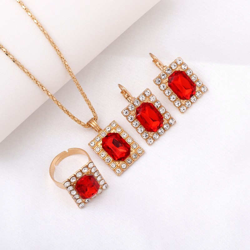 3-Piece Luxury Jewelry Set - Necklace, Earrings & Ring Diamond Bridal Set