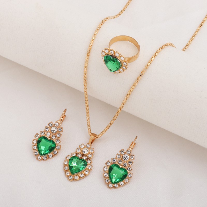 3-Piece Luxury Jewelry Set - Necklace, Earrings & Ring Diamond Bridal Set