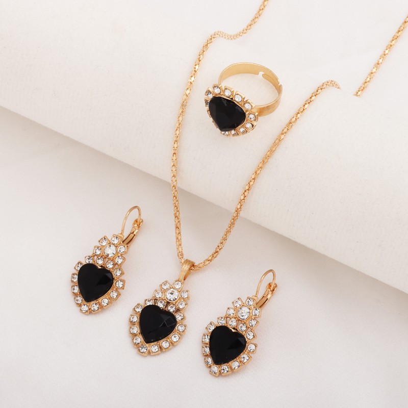 3-Piece Luxury Jewelry Set - Necklace, Earrings & Ring Diamond Bridal Set