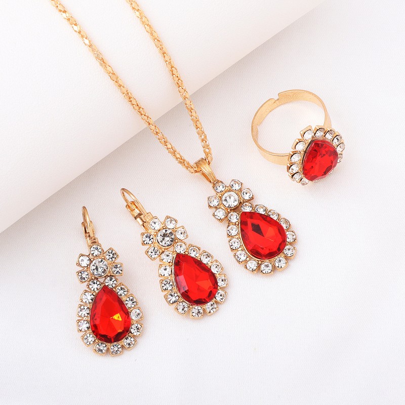 3-Piece Luxury Jewelry Set - Necklace, Earrings & Ring Diamond Bridal Set