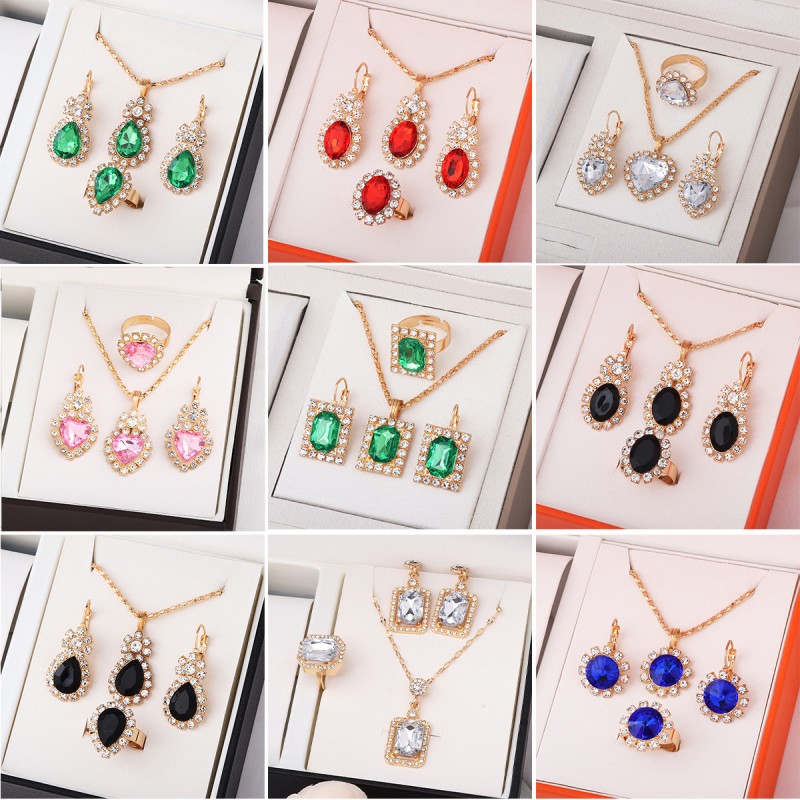 3-Piece Luxury Jewelry Set - Necklace, Earrings & Ring Diamond Bridal Set