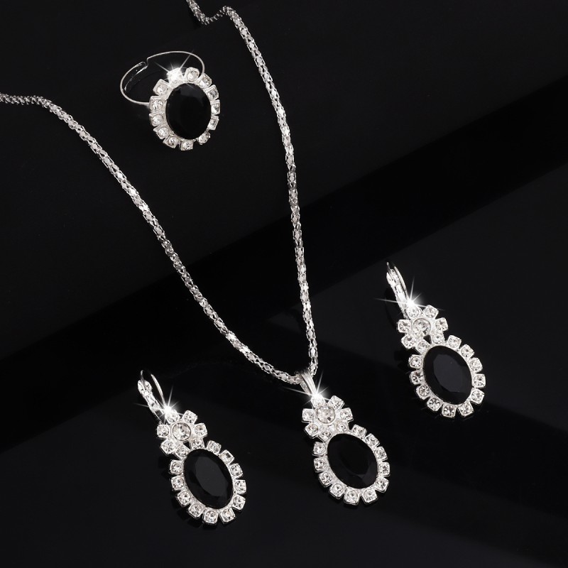 3-Piece Luxury Jewelry Set - Necklace, Earrings & Ring Diamond Bridal Set
