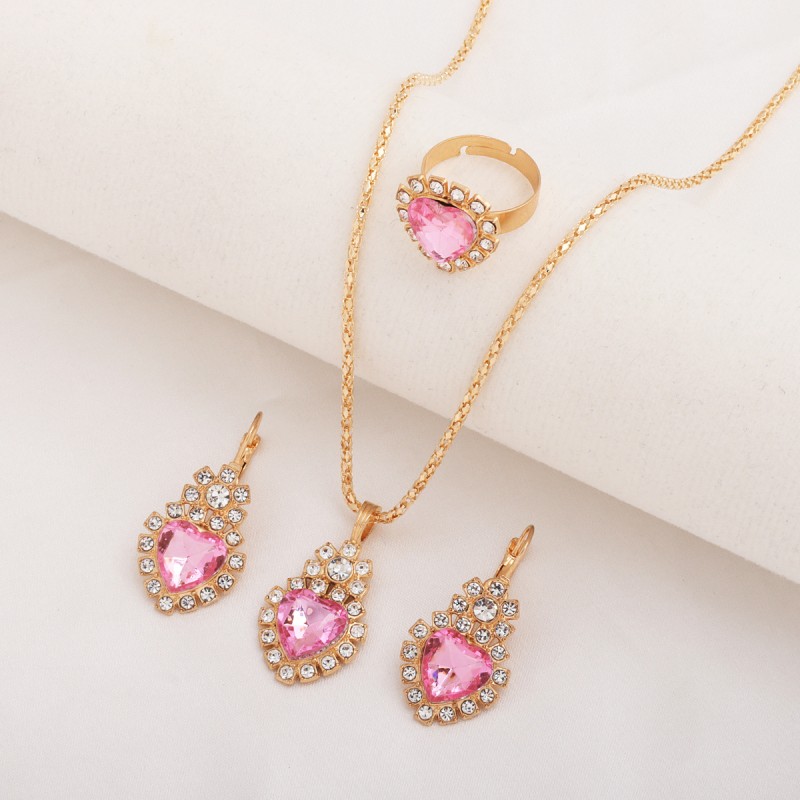 3-Piece Luxury Jewelry Set - Necklace, Earrings & Ring Diamond Bridal Set