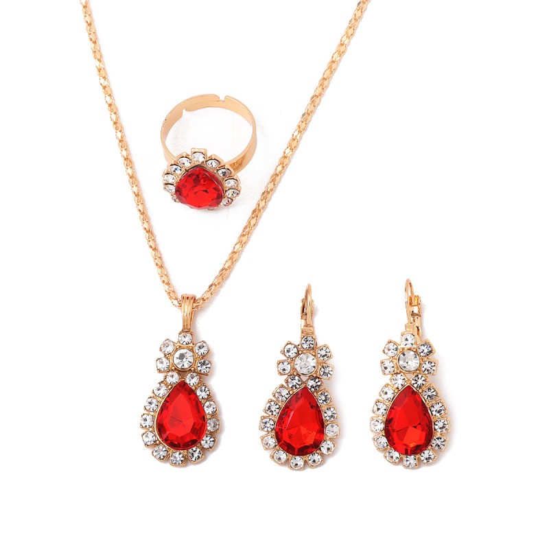 3-Piece Luxury Jewelry Set - Necklace, Earrings & Ring Diamond Bridal Set