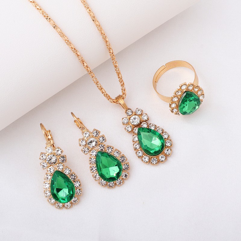 3-Piece Luxury Jewelry Set - Necklace, Earrings & Ring Diamond Bridal Set