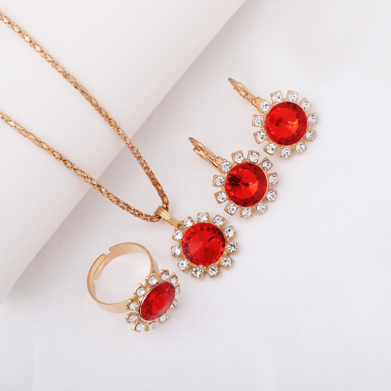 3-Piece Luxury Jewelry Set - Necklace, Earrings & Ring Diamond Bridal Set