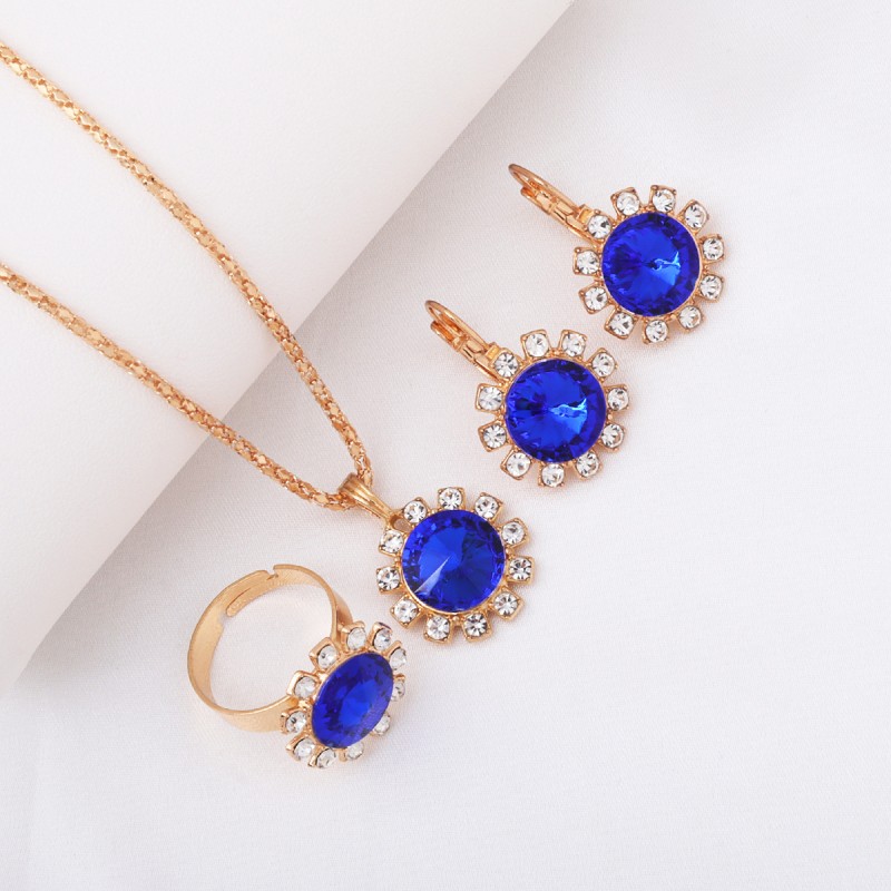 3-Piece Luxury Jewelry Set - Necklace, Earrings & Ring Diamond Bridal Set