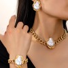Retro Women Jewelry Set Featuring Pearl Pattern, Electroplated Alloy Material, 1 Set