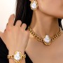 Retro Women Jewelry Set Featuring Pearl Pattern, Electroplated Alloy Material, 1 Set