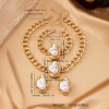 Retro Women Jewelry Set Featuring Pearl Pattern, Electroplated Alloy Material, 1 Set