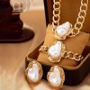 Retro Women Jewelry Set Featuring Pearl Pattern, Electroplated Alloy Material, 1 Set