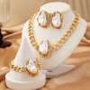 Retro Women Jewelry Set Featuring Pearl Pattern, Electroplated Alloy Material, 1 Set