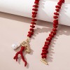 Coral Beading Necklace For Women With Electroplated KC Golden Plated Finish And Acrylic Pendant