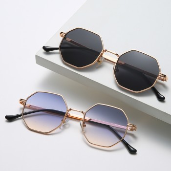 2024 Fashionable Women’s Sunglasses Classic Retro Metal Polygonal Men’s Sunglasses Wholesale Trendy
