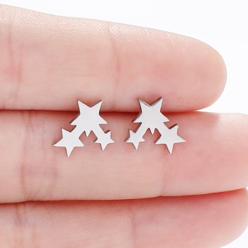 Triple star 304 Stainless Steel Stainless Steel Simple Style Ear Studs
