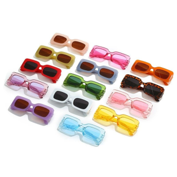 Women's retro rectangular sunglasses fashionable candy colored small frame sunglasses travel UV400 wholesale cheap sunglasses