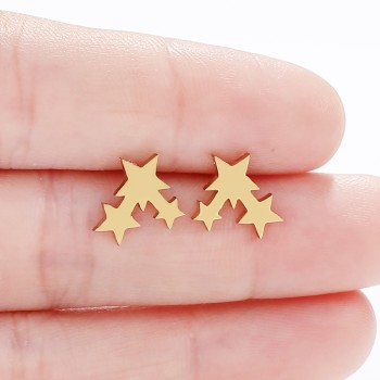 Triple star 304 Stainless Steel Stainless Steel Simple Style Ear Studs