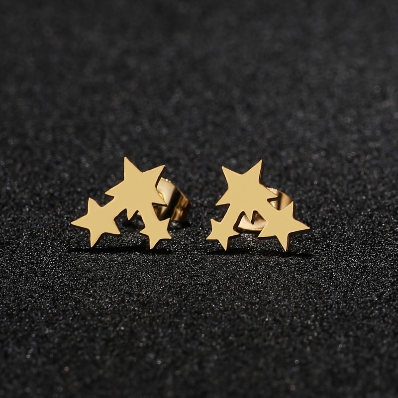 Triple star 304 Stainless Steel Stainless Steel Simple Style Ear Studs