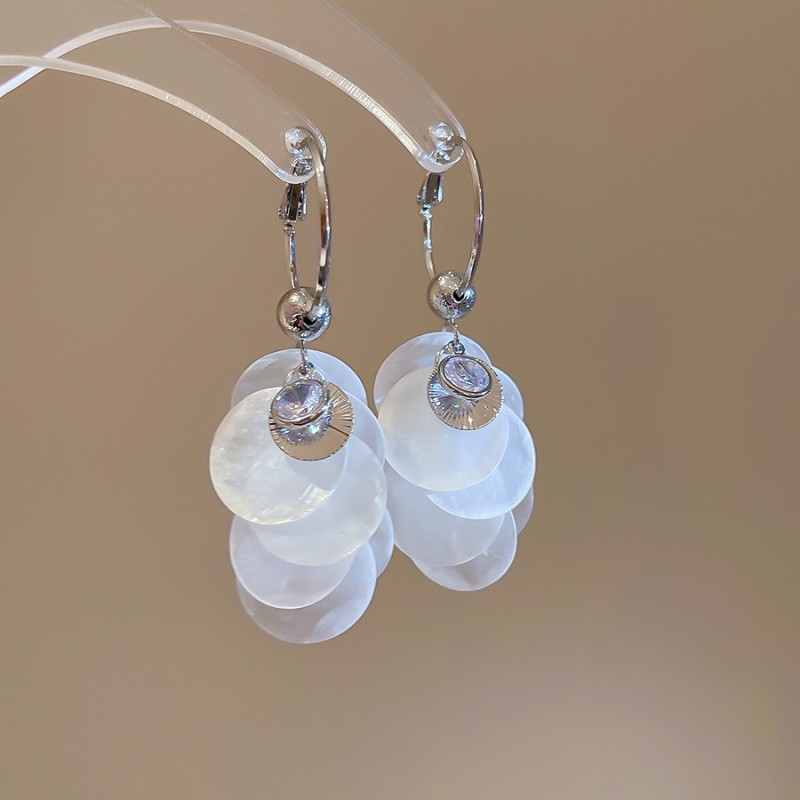 Assorted shell drop earrings with a 925 sterling silver pin