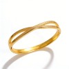 Stainless Steel Gold-Colored Bangle with Open Hollow Design