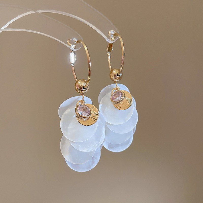 Assorted shell drop earrings with a 925 sterling silver pin