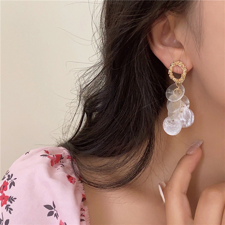 Assorted shell drop earrings with a 925 sterling silver pin