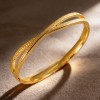 Stainless Steel Gold-Colored Bangle with Open Hollow Design