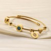 Butterfly Geometric Heart Titanium Steel Beaded Bracelet Women’s Open Bangle Heart Bracelet