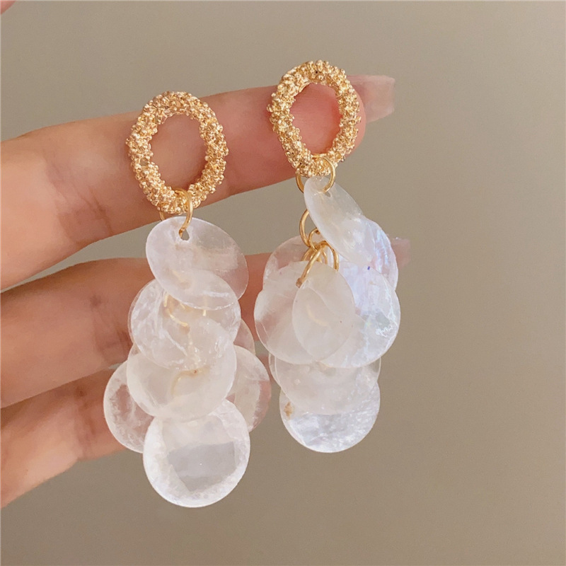 Assorted shell drop earrings with a 925 sterling silver pin