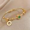 Butterfly Geometric Heart Titanium Steel Beaded Bracelet Women’s Open Bangle Heart Bracelet