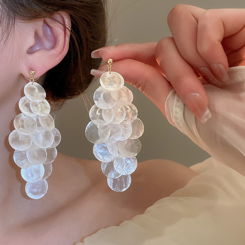 Assorted shell drop earrings with a 925 sterling silver pin