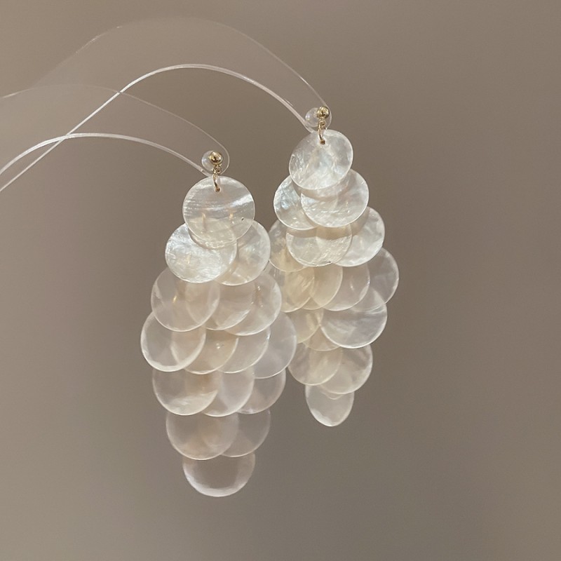 Assorted shell drop earrings with a 925 sterling silver pin