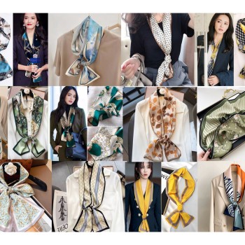 Satin Streamers Long Small Silk Scarves Long Scarves Versatile