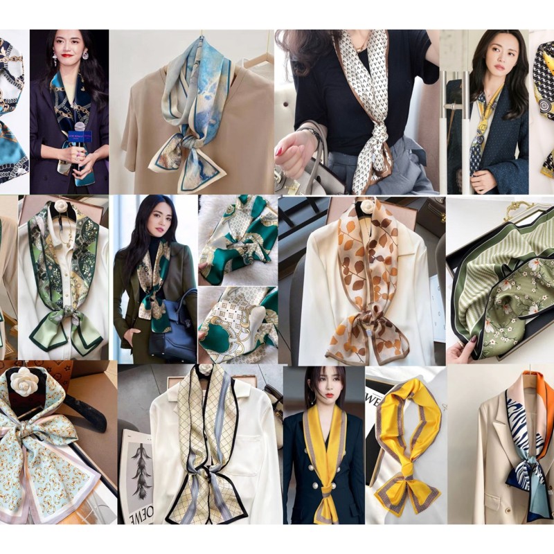 Satin Streamers Long Small Silk Scarves Long Scarves Versatile