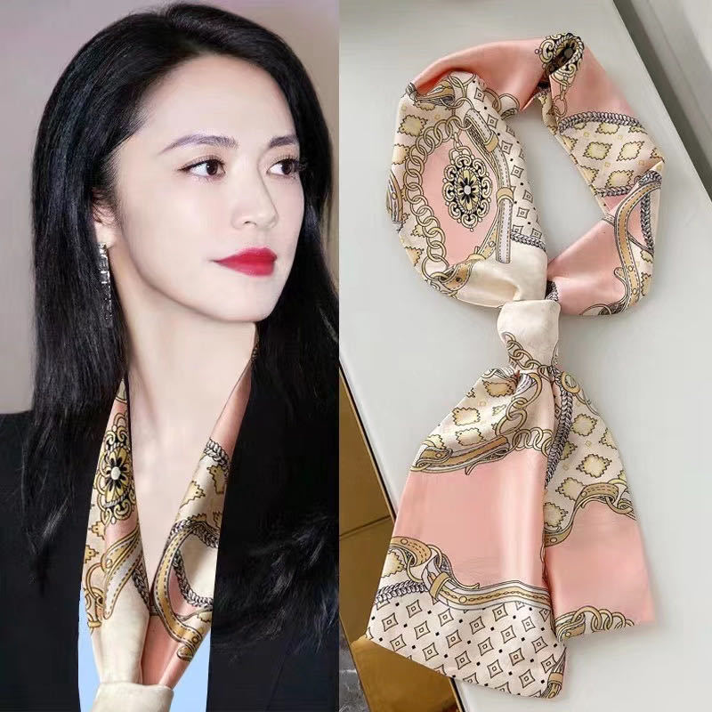 Satin Streamers Long Small Silk Scarves Long Scarves Versatile