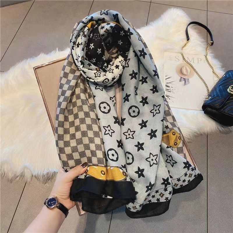 Korean autumn and winter scarf, shawl, dual-purpose silk scarf for women, versatile spring and autumn ultra-thin cotton and linen outer travel gauze scarf