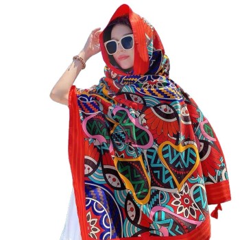 Tibet Chaka Salt Lake Desert travel photo ethnic style shawl sun protection twill cotton tassel scarf oversized silk scarf