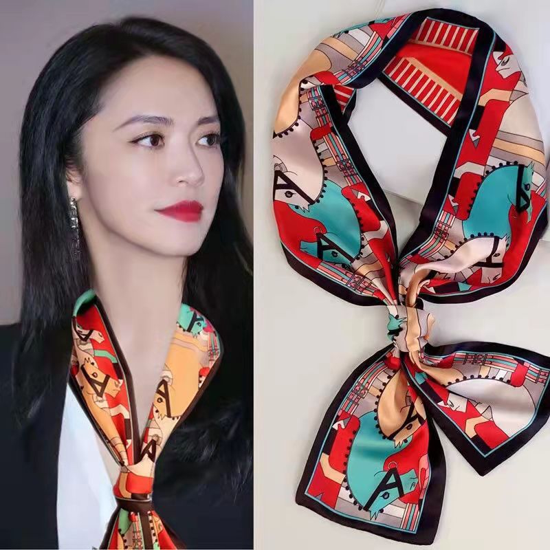 Satin Streamers Long Small Silk Scarves Long Scarves Versatile