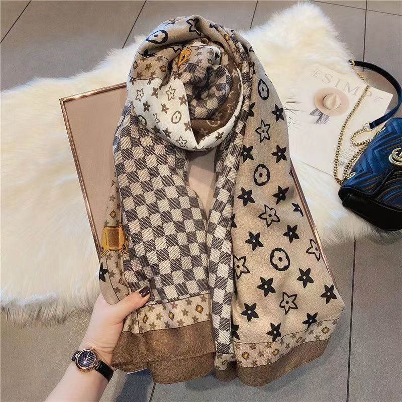 Korean autumn and winter scarf, shawl, dual-purpose silk scarf for women, versatile spring and autumn ultra-thin cotton and linen outer travel gauze scarf