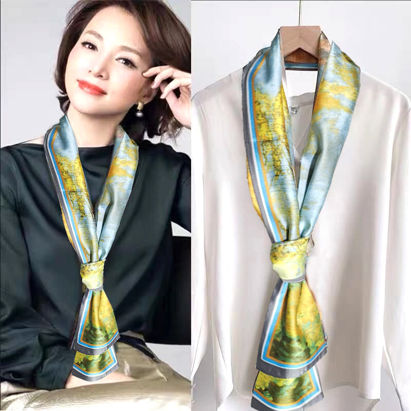 Satin Streamers Long Small Silk Scarves Long Scarves Versatile