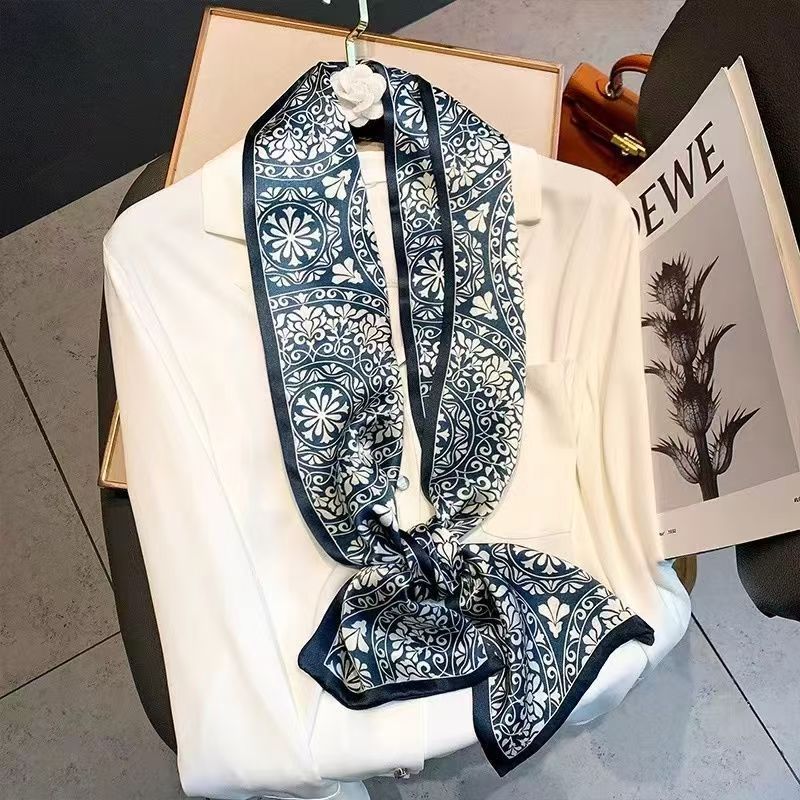 Satin Streamers Long Small Silk Scarves Long Scarves Versatile
