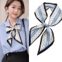 Korean version of rhombus scarf, narrow and long imitation silk scarf for women, decorative sharp corners, fashionable decorative headband, silk scarf wholesale