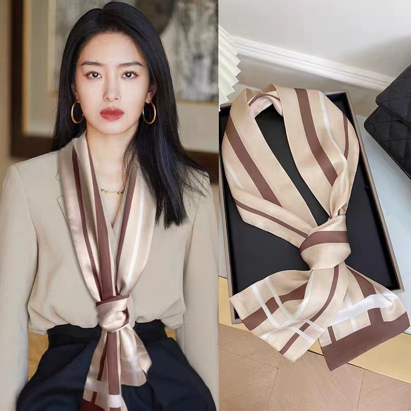 Satin Streamers Long Small Silk Scarves Long Scarves Versatile
