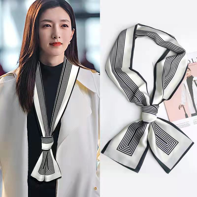 Satin Streamers Long Small Silk Scarves Long Scarves Versatile