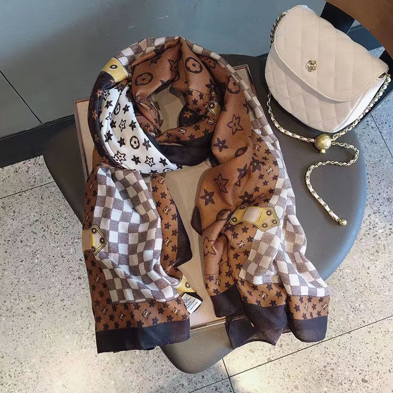 Korean autumn and winter scarf, shawl, dual-purpose silk scarf for women, versatile spring and autumn ultra-thin cotton and linen outer travel gauze scarf