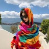 Ethnic style shawl sun protection twill cotton tassel scarf oversized silk scarf
