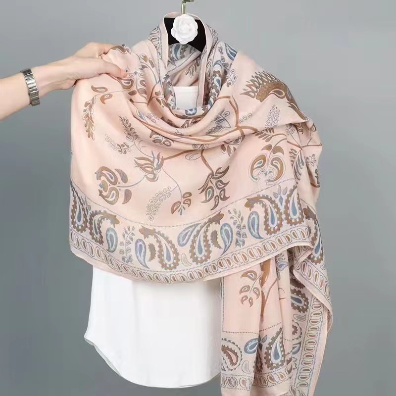 Korean autumn and winter scarf, shawl, dual-purpose silk scarf for women, versatile spring and autumn ultra-thin cotton and linen outer travel gauze scarf