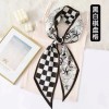 Korean version of rhombus scarf, narrow and long imitation silk scarf for women, decorative sharp corners, fashionable decorative headband, silk scarf wholesale