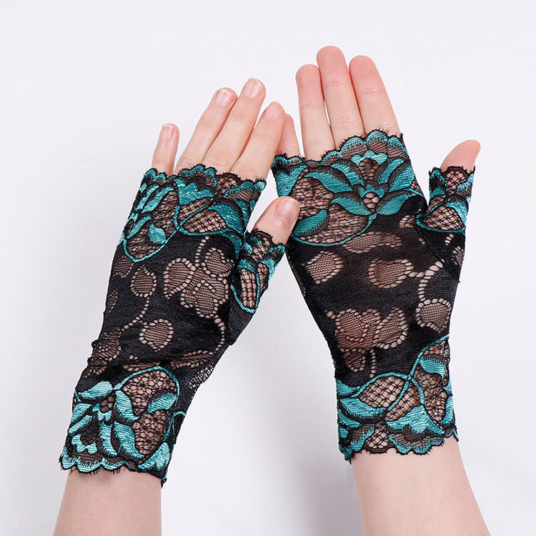 Summer short sun protection gloves for women summer Korean lace thin sun protection driving breathable ultra-thin gloves wholesale for women